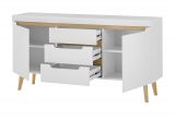 Sideboard Isgard in wei matt und Scandi Eiche Kommode skandinavisch 160 x 83 cm