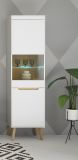 Vitrine Isgard in wei matt und Scandi Eiche Vitrinenschrank skandinavisch 53 x 197 cm