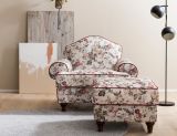 Sessel Set Elita in creme Landhaus Blumen Design Loungesessel inklusive Hocker