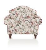 Sessel Set Elita in creme Landhaus Blumen Design Loungesessel inklusive Hocker