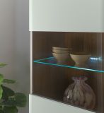 Highboard Isgard in Pistazie matt und Scandi Eiche Vitrine skandinavisch 90 x 134 cm