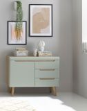 Sideboard Isgard in Pistazie matt und Scandi Eiche Kommode skandinavisch 107 x 83 cm