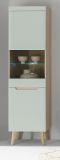 Vitrine Isgard in Pistazie matt und Scandi Eiche Vitrinenschrank skandinavisch 53 x 197 cm