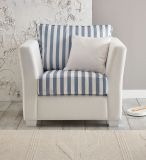 Sessel Hooge in creme und blau Landhaus Wohnzimmer Loungesessel 95 cm