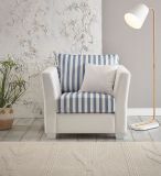 Sessel Hooge in creme und blau Landhaus Wohnzimmer Loungesessel 95 cm