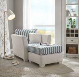 Sessel Set Hooge in creme und blau Landhaus Wohnzimmer Loungesessel inklusive Hocker