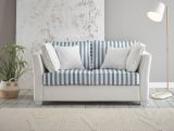 Sofa Hooge in creme und blau Landhaus Couch 2-Sitzer 160 cm inkl. 4 Kissen