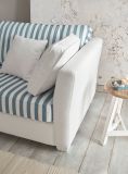 Sofa Hooge in creme und blau Landhaus Wohnzimmer Couch 3-Sitzer 240 cm