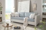 Sofa Hooge in creme und blau Landhaus Wohnzimmer Couch 3-Sitzer 240 cm