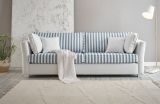 Sofa Hooge in creme und blau Landhaus Wohnzimmer Couch 3-Sitzer 240 cm