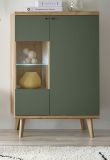 Highboard Juna in Salbei und Evoke Eiche Vitrine skandinavisch 90 x 134 cm