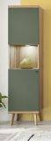 Vitrine Juna in Salbei und Evoke Eiche Vitrinenschrank skandinavisch 50 x 197 cm