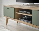 Wohnwand Juna in Salbei und Evoke Eiche Wohnkombination skandinavisch 3-teilig 337 cm