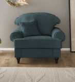 Sessel Adelina in blaugrn Landhaus Loungesessel 110 cm