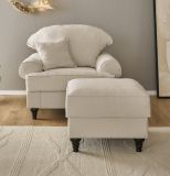 Sessel Set Adelina in beige Landhaus Loungesessel inklusive Hocker