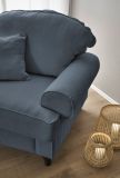 Sessel Set Adelina in blau Landhaus Loungesessel inklusive Hocker
