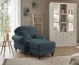 Sessel Set Adelina in blaugrn Landhaus Loungesessel inklusive Hocker
