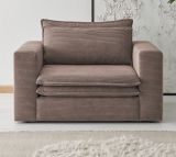 Loveseat Sessel Pesaro in braun Cord Loungesessel 125 cm