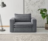 Loveseat Sessel Pesaro in grau Cord Loungesessel 125 cm