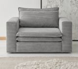 Loveseat Sessel Pesaro in hellgrau Cord Loungesessel 125 cm