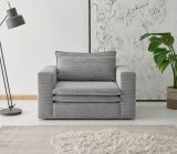 Loveseat Sessel Pesaro in hellgrau Cord Loungesessel 125 cm