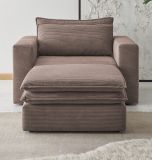 Loveseat Sessel Set Pesaro in braun Cord Couch Loungesessel inklusive Hocker