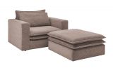 Loveseat Sessel Set Pesaro in braun Cord Couch Loungesessel inklusive Hocker