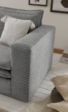 Loveseat Sessel Set Pesaro in hellgrau Cord Couch Loungesessel inklusive Hocker