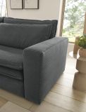 Schlafsofa Pesaro in grau Cord Sofa 3-Sitzer mit Bettfunktion 244 cm
