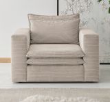 Sessel Pesaro in beige Cord Loungesessel 110 cm