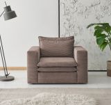 Sessel Pesaro in braun Cord Loungesessel 110 cm