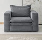 Sessel Pesaro in grau Cord Loungesessel 110 cm