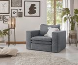 Sessel Pesaro in grau Cord Loungesessel 110 cm