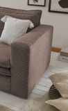 Sessel Set Pesaro in braun Cord Couch Loungesessel inklusive Hocker