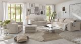 Sofa Set Pesaro in beige Cord Couch 3-Sitzer mit Bettfunktion inklusive Hocker