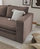 Sofa Set Pesaro in braun Cord Couch 2-Sitzer inklusive Hocker