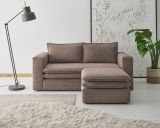 Sofa Set Pesaro in braun Cord Couch 2-Sitzer inklusive Hocker