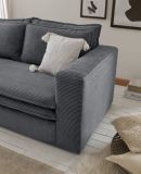 Sofa Set Pesaro in grau Cord Couch 2-Sitzer inklusive Hocker