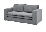 Sofa Set Pesaro in grau Cord Couch 2-Sitzer inklusive Hocker