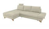 Ecksofa Skalm in beige Struktur-Stoff Sofa mit Bettfunktion und Stauraum 284 cm