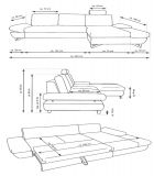 Ecksofa Skalm in beige Struktur-Stoff Sofa mit Bettfunktion und Stauraum 284 cm
