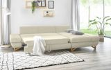 Ecksofa Skalm in beige Struktur-Stoff Sofa mit Bettfunktion und Stauraum 284 cm