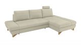 Ecksofa Skalm in beige Struktur-Stoff Sofa mit Bettfunktion und Stauraum 284 cm