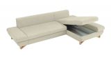 Ecksofa Skalm in beige Struktur-Stoff Sofa mit Bettfunktion und Stauraum 284 cm