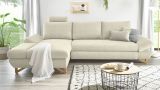 Ecksofa Skalm in beige Struktur-Stoff Wohnzimmer Sofa