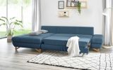 Ecksofa Skalm in blau Struktur-Stoff Sofa mit Bettfunktion und Stauraum 284 cm