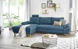 Ecksofa Skalm in blau Struktur-Stoff Sofa mit Bettfunktion und Stauraum 284 cm