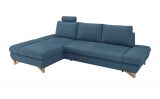 Ecksofa Skalm in blau Struktur-Stoff Sofa mit Bettfunktion und Stauraum 284 cm