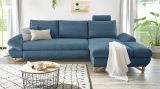 Ecksofa Skalm in blau Struktur-Stoff Sofa mit Bettfunktion und Stauraum 284 cm