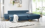 Ecksofa Skalm in blau Struktur-Stoff Sofa mit Bettfunktion und Stauraum 284 cm